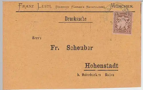 (58369) Postkarte Bayern v. Franz Lesti, Stempel Muenchen 2 1898