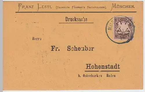 (58367) Postkarte Bayern v. Franz Lesti, Stempel Muenchen 1899