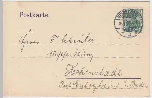 (58337) Postkarte Deutsches Reich, Firma Herrenmühle vorm. V. Genz A.-G. 1909