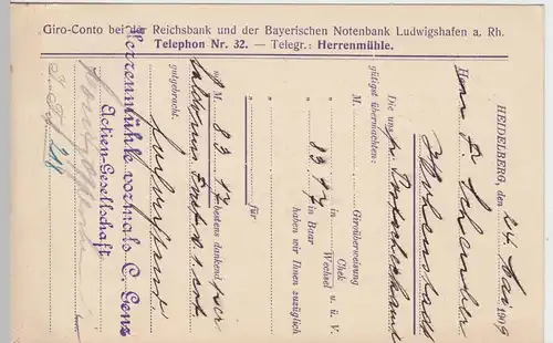 (58335) Postkarte Deutsches Reich, Firma Herrenmühle vorm. V. Genz A.-G. 1909