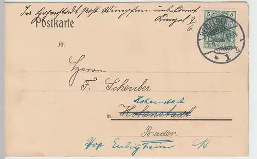 (58332) Postkarte DR v. A. Braun & Co., Stempel Heidelberg 1909