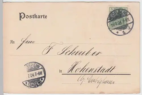 (58331) Postkarte DR v. A. Braun & Co., Stempel Heidelberg 1904