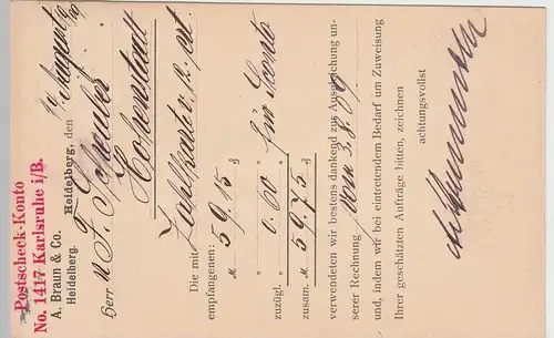 (58329) Postkarte DR v. A. Braun & Co., Stempel Heidelberg 1909