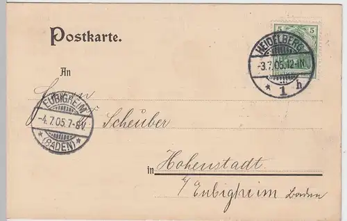 (58326) Postkarte DR v. A. Braun & Co., Stempel Heidelberg 1905