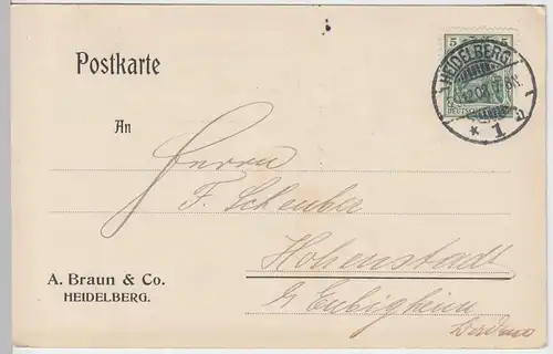 (58325) Postkarte DR v. A. Braun & Co., Stempel Heidelberg 1908