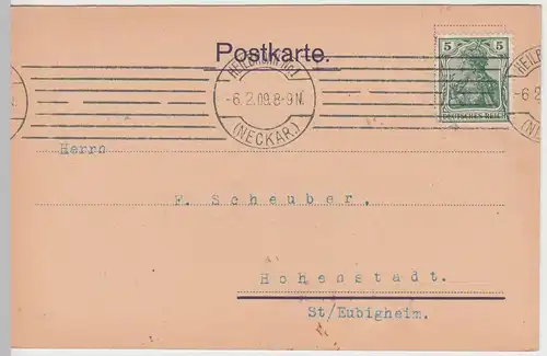 (58323) Postkarte DR v. Seifenfabrik Heilbronner & Cie, Stempel Heilbronn 1909