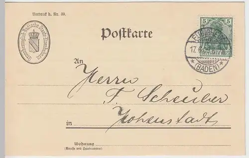 (58310) Postkarte DR v. Bad. Staatseisenbahnen, Stempel Eubigheim 1909