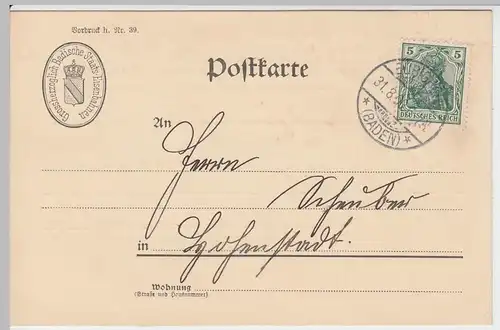 (58309) Postkarte DR v. Bad. Staatseisenbahnen, Stempel Eubigheim 1909