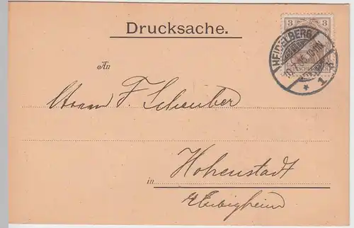 (58307) Postkarte DR v. Kirner Willmann & Cie., Stempel Heidelberg 1905