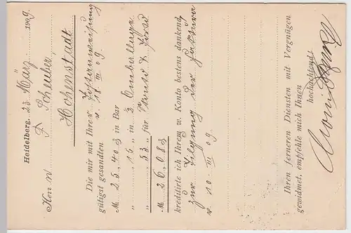 (58301) Postkarte DR v. Colonialwaren Louis Frank, Stempel Heidelberg 1909