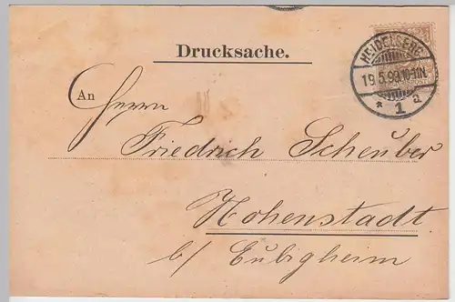 (58294) Postkarte Dt. Reichspost v. D. Reiffel Nachf., Stempel Heidelberg 1899