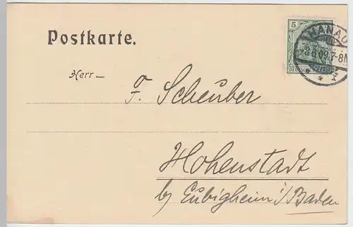 (58287) Postkarte DR v. P.G. Hosse Wb., Stempel Hanau 1909