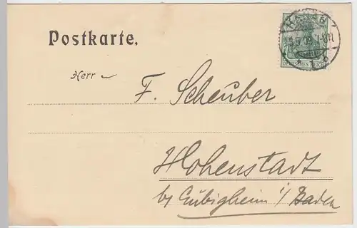 (58286) Postkarte DR v. P.G. Hosse Wb., Stempel Hanau 1909