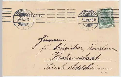 (58278) Postkarte DR v. Bernhard Tillessen, Stempel Mannheim 1909