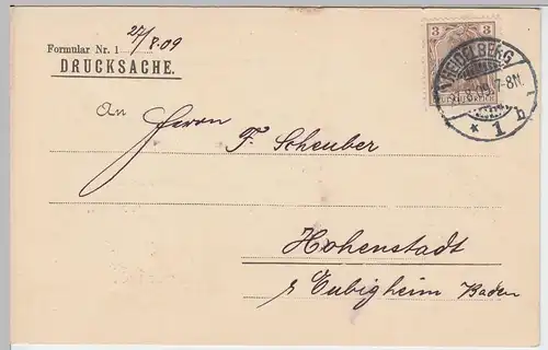 (58276) Postkarte DR v. P.J. Landfried, Stempel Heidelberg 1909