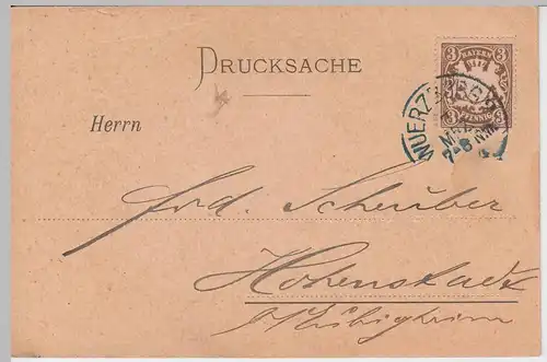 (58273) Postkarte Bayern v. Pet. Jos. Erker, Stempel Würzburg 2 1904