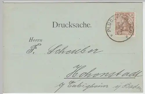 (58264) Postkarte DR v. Fabrik J.F. Schüle, Stempel Plüderhausen 1903
