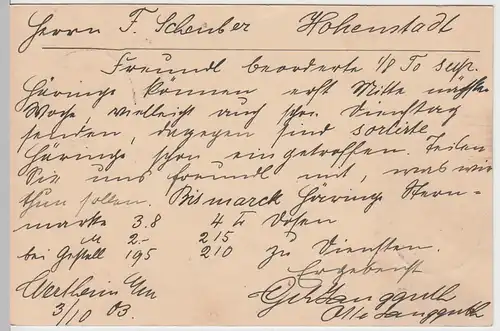 (58251) Ganzsache Reichspost v. Gebr. Langguth, Stempel Werthheim 1903