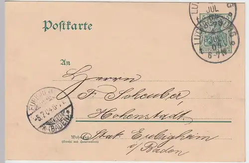 (58206) Ganzsache DR v. Heinrich Franck Söhne, Stempel Ludwigsburg 1904