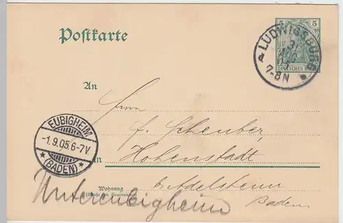 (58203) Ganzsache DR v. Heinrich Franck Söhne, Stempel Ludwigsburg 1905