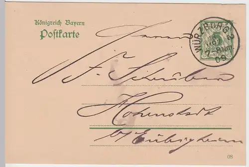 (58193) Ganzsache, Bayern, von Pet. Jos. Erker, Stempel Würzburg 2 1909