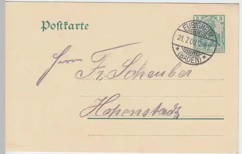 (58166) Ganzsache, DR, Stempel Eubigheim (Baden) 1909