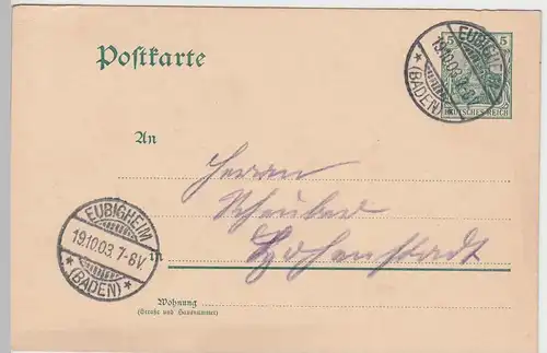 (58164) Ganzsache, DR, Stempel Eubigheim (Baden) 1903
