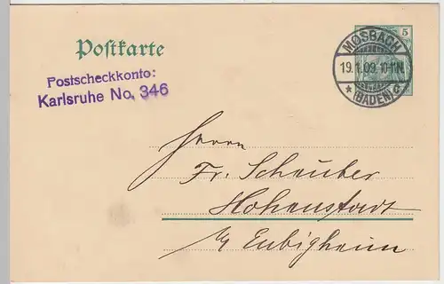 (58154) Ganzsache, DR, Stempel Mosbach (Baden) 1909