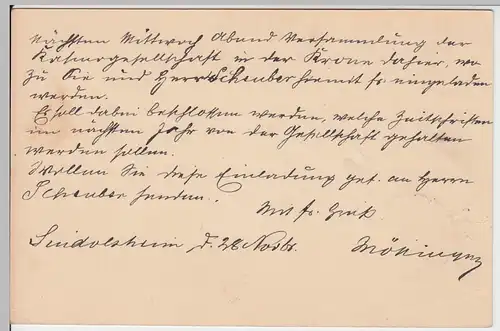 (58111) Ganzsache, Reichspost, Stempel Sindolsheim 1898