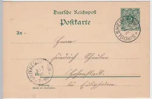 (58107) Ganzsache, Reichspost, Stempel Sindolsheim 1899