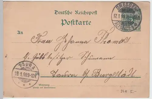 (58094) Ganzsache, Reichspost, Stempel Dresden Altstadt 1898