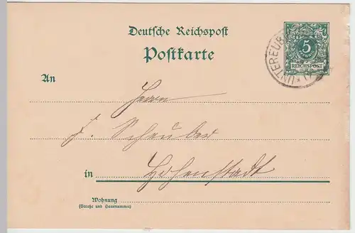 (58086) Ganzsache, Reichspost, Stempel Untereubigheim 1899