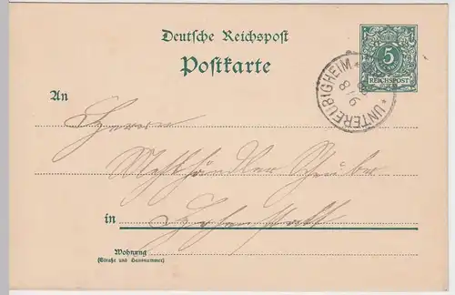 (58084) Ganzsache, Reichspost, Stempel Untereubigheim 1899