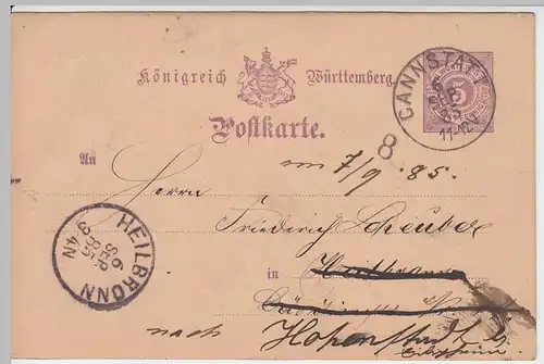 (58057) Ganzsache, Württemberg, Stempel Cannstatt 1885