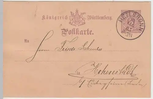 (58023) Ganzsache, Württemberg, Stempel Heilbronn 1885
