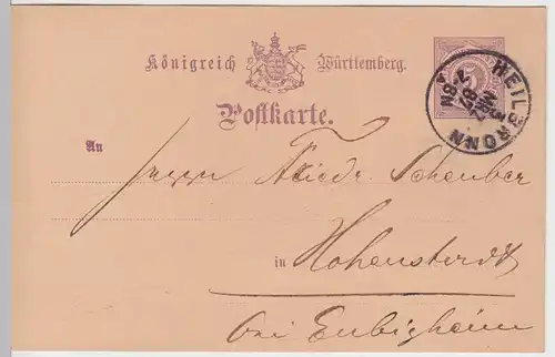 (58019) Ganzsache, Württemberg, Stempel Heilbronn 1887