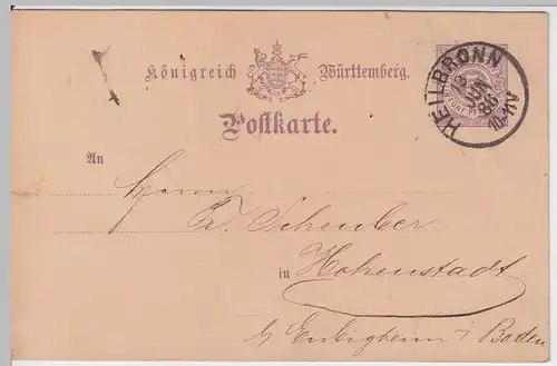 (58018) Ganzsache, Württemberg, Stempel Heilbronn 1886