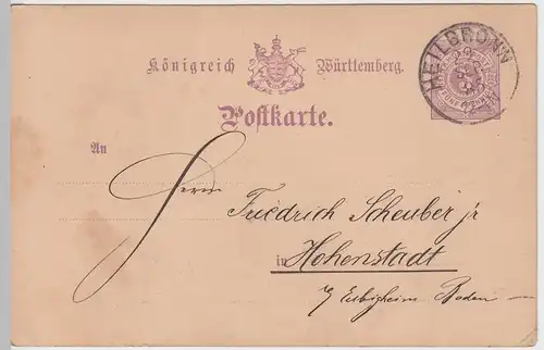 (58017) Ganzsache, Württemberg, Stempel Heilbronn 1885