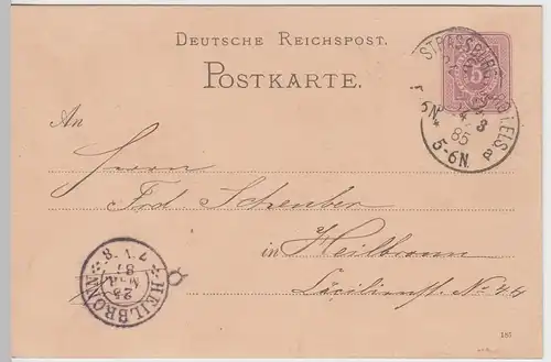 (58014) Ganzsache, Deutsche Reichspost, Stempel Strassburg 1885