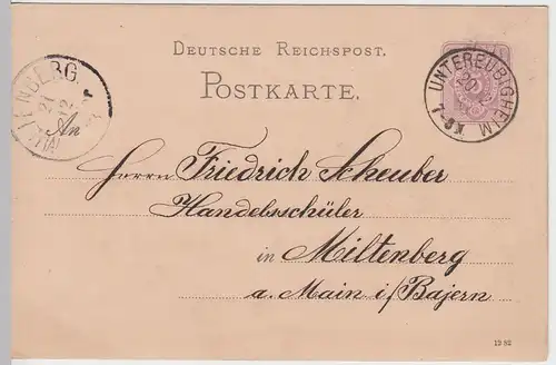 (58005) Ganzsache, Deutsche Reichspost, Stempel Untereubigheim 1888