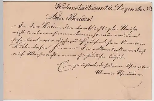 (58005) Ganzsache, Deutsche Reichspost, Stempel Untereubigheim 1888