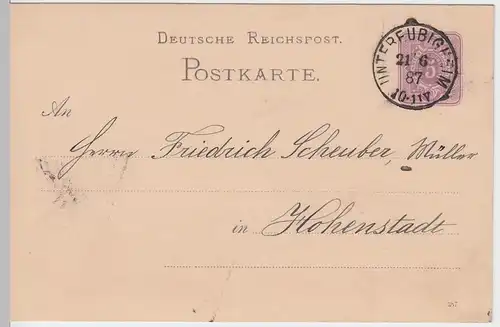 (58004) Ganzsache, Deutsche Reichspost, Stempel Untereubigheim 1887