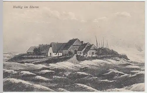 (57940) Künstler AK Hallig im Sturm, vor 1945