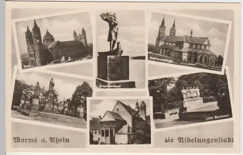 (57915) Foto AK Worms, Mehrbild, Hagendenkmal, Liebfrauenkirche, vor 1945