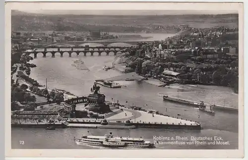 (57913) Foto AK Koblenz, Deutsches Eck, Rhein u. Mosel 1940