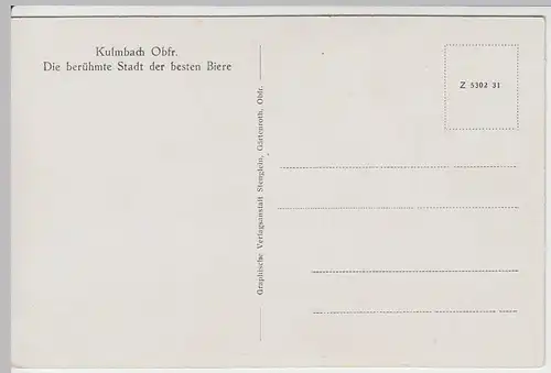 (57807) AK Kulmbach, Panorama mit Plassenburg, vor 1945