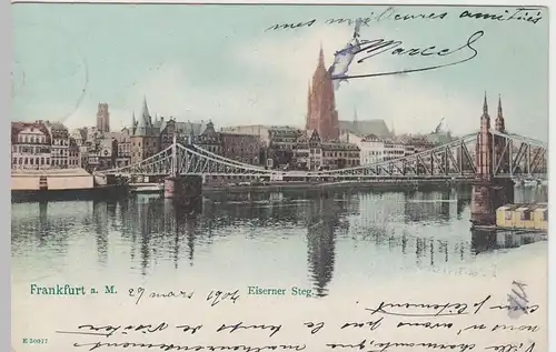 (57738) AK Frankfurt am Main, Eiserner Steg, Dom 1904