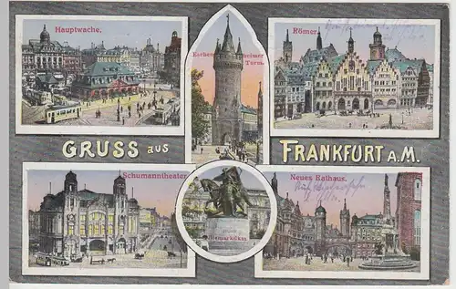 (57732) AK Gruß aus Frankfurt, Main, Mehrbild, Römer, Feldpost 1916