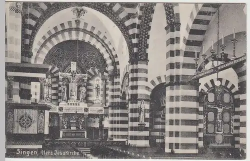 (57535) AK Singen, Hohentwiel, Herz-Jesu-Kirche, Inneres, vor 1945