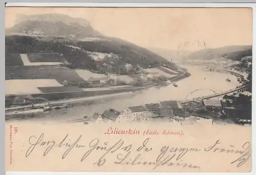 (57512) AK Sächs. Schweiz, Lilienstein, Bahnpost 1898